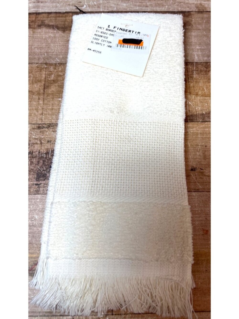14Ct Cross Stitch Border Fingertip Towel 100% Cotton Cream